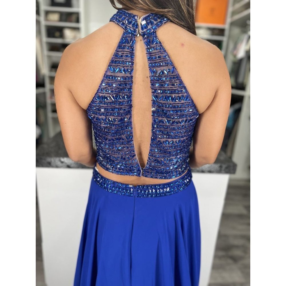 2 Cute Blue Beaded Two Piece Formal Gown $448 - Picture 9 of 16
